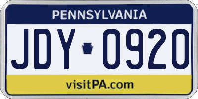 PA license plate JDY0920