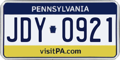 PA license plate JDY0921