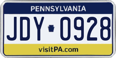PA license plate JDY0928