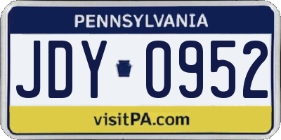 PA license plate JDY0952