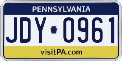 PA license plate JDY0961