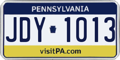 PA license plate JDY1013