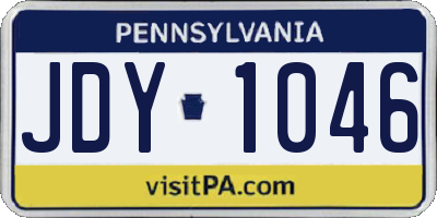 PA license plate JDY1046