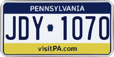 PA license plate JDY1070