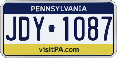 PA license plate JDY1087