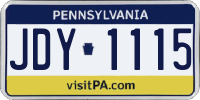 PA license plate JDY1115