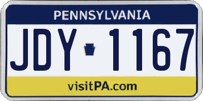 PA license plate JDY1167