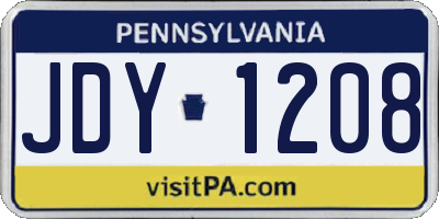 PA license plate JDY1208