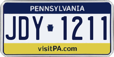 PA license plate JDY1211