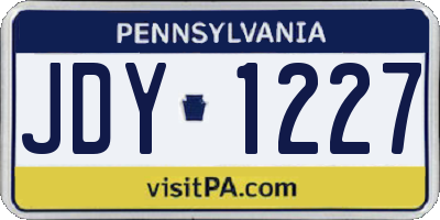 PA license plate JDY1227