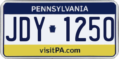 PA license plate JDY1250