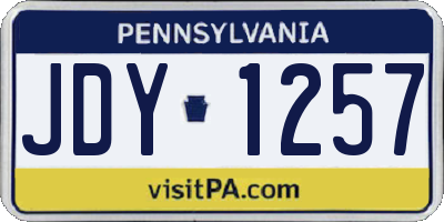 PA license plate JDY1257