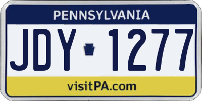 PA license plate JDY1277