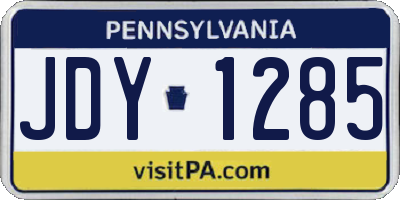PA license plate JDY1285