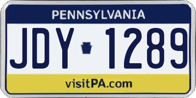 PA license plate JDY1289