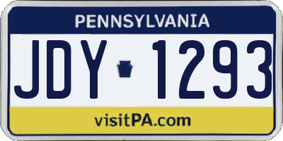 PA license plate JDY1293