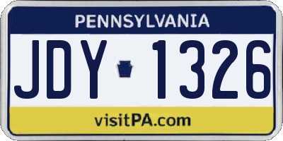PA license plate JDY1326