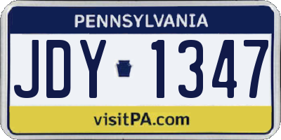 PA license plate JDY1347