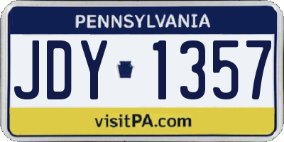 PA license plate JDY1357