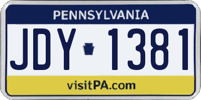 PA license plate JDY1381