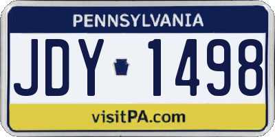 PA license plate JDY1498