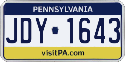 PA license plate JDY1643