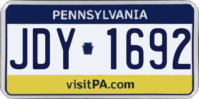 PA license plate JDY1692