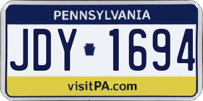 PA license plate JDY1694