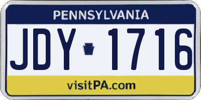 PA license plate JDY1716