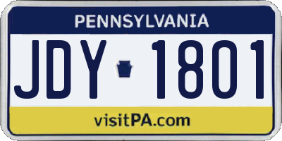 PA license plate JDY1801