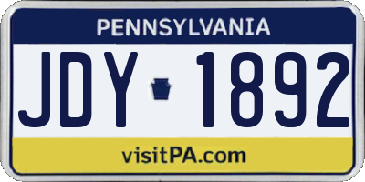PA license plate JDY1892