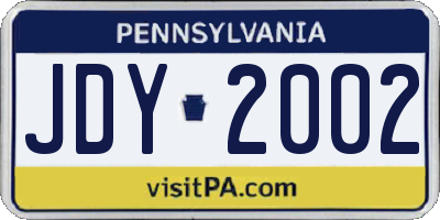 PA license plate JDY2002