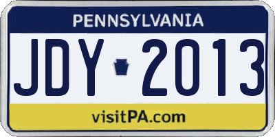 PA license plate JDY2013