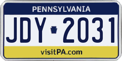 PA license plate JDY2031