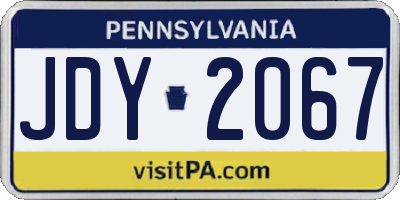 PA license plate JDY2067