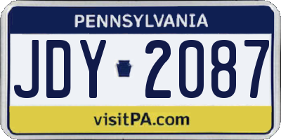 PA license plate JDY2087