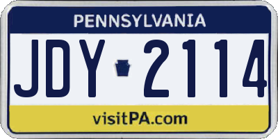 PA license plate JDY2114