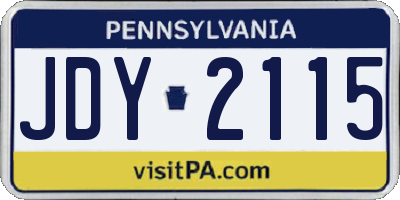 PA license plate JDY2115