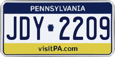 PA license plate JDY2209