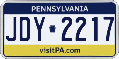 PA license plate JDY2217