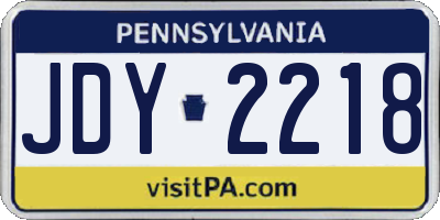 PA license plate JDY2218
