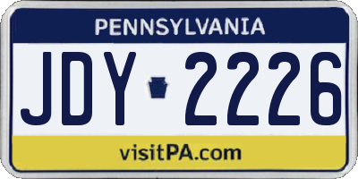 PA license plate JDY2226