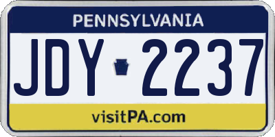 PA license plate JDY2237
