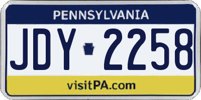 PA license plate JDY2258