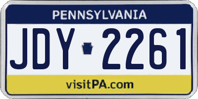 PA license plate JDY2261