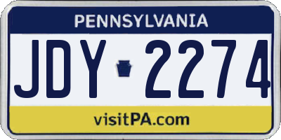 PA license plate JDY2274
