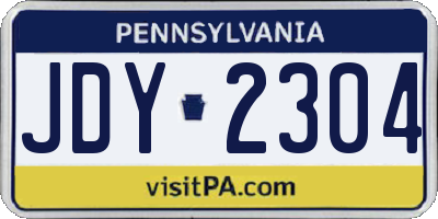 PA license plate JDY2304