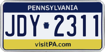 PA license plate JDY2311