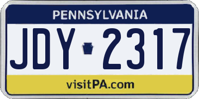 PA license plate JDY2317