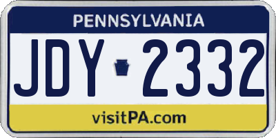 PA license plate JDY2332
